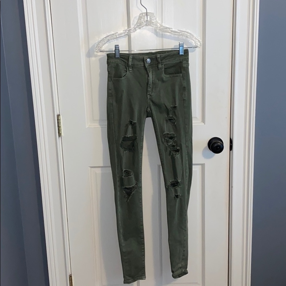 Green ripped American Eagle Jeans
